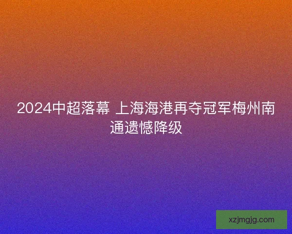 2024中超落幕 上海海港再夺冠军梅州南通遗憾降级